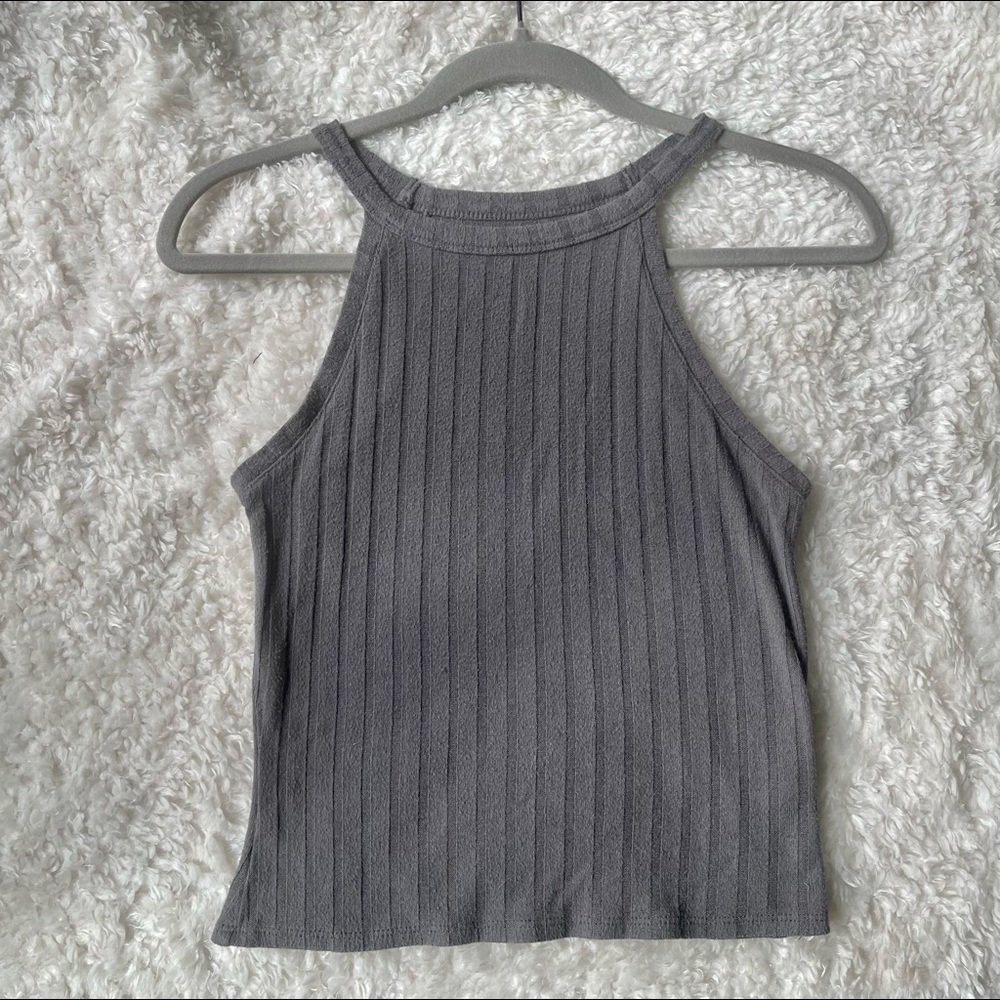 Grey ribbed halter crop top. Very soft